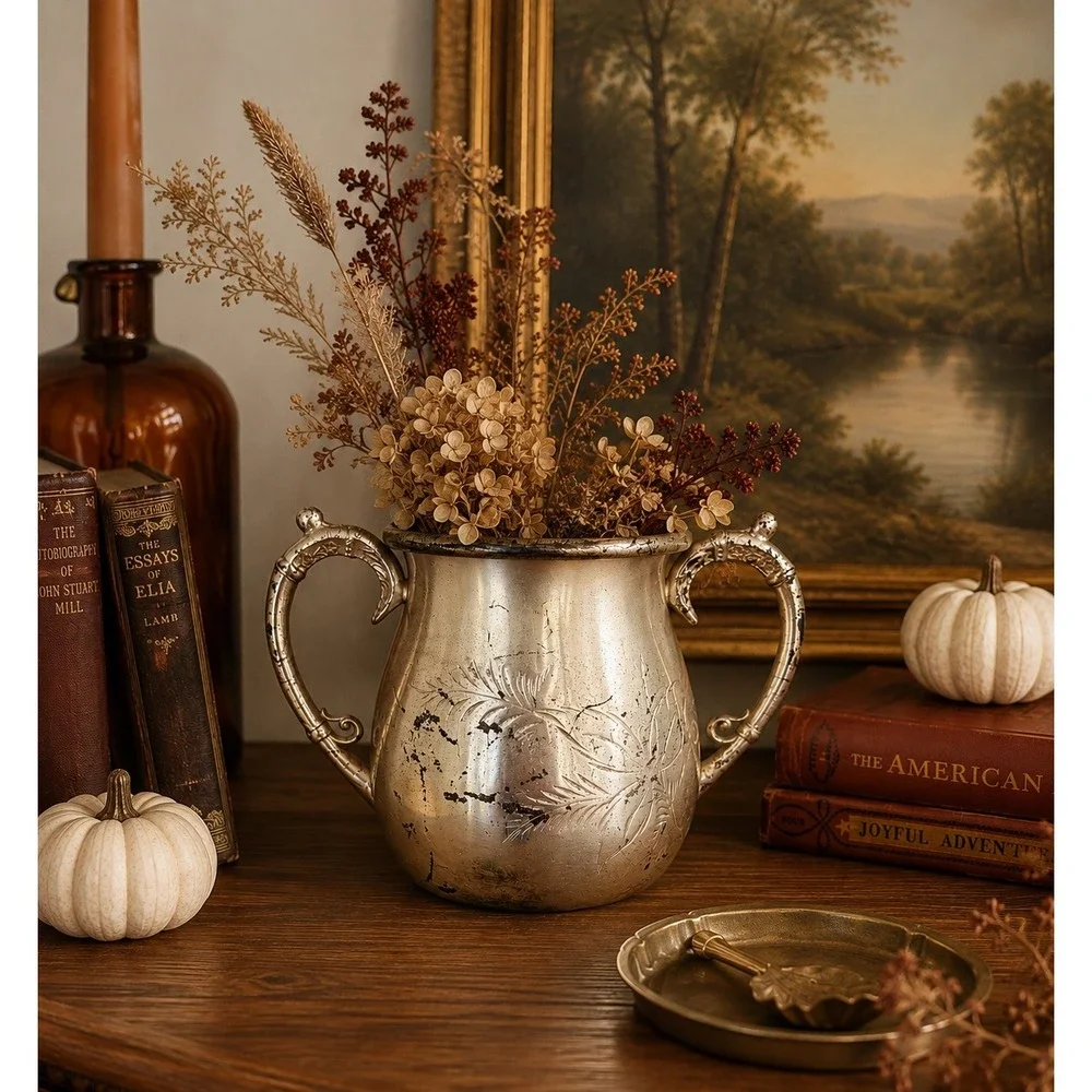 Antique Union Silver Plate Co Double Handle Sugar Bowl Etched Floral Metalware